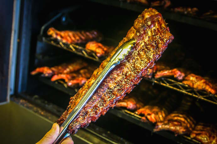 Rack of ribs at 12 Bones Smokehouse in Asheville NC