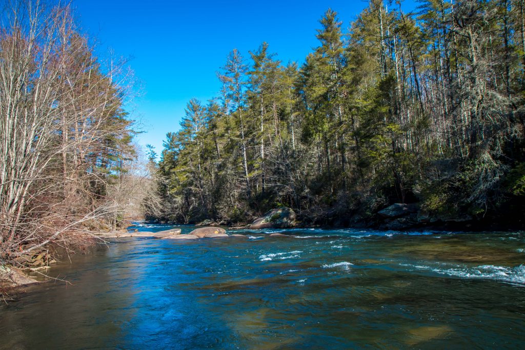 Toccoa River in Aska Adventure Area of Blue Ridge, Georgia 