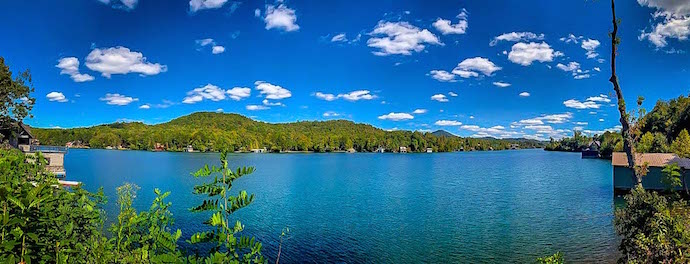 Panoramic view of Lake Burton in North Georgia