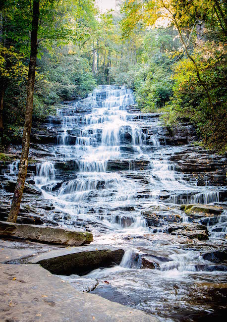 The 60-foot-tall Minnehaha Falls near Lake Rabun, GA