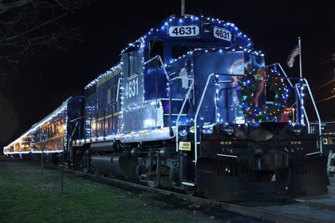 Christmas train ride GA -Blue Ridge Scenic Railway in Holiday Lights, part of Christmas in Blue Ridge GA