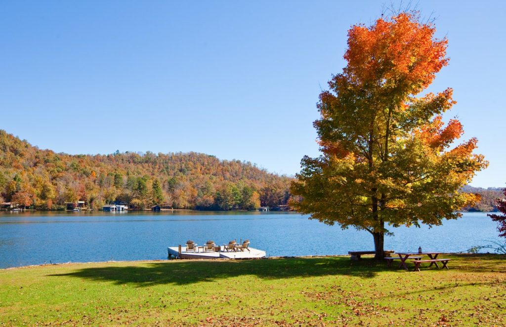 Autumn colors on Lake Chatuge in Hiawassee GA