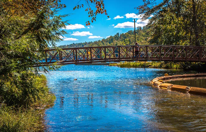 Fishing from Bridge at Moccasin Creek State Park