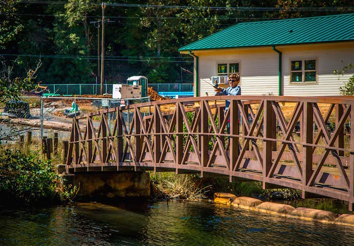 Boy fishing at Moccasin Creek State Park in Clarkesville GA