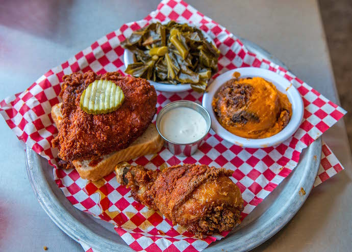 Fried Chicken at Rocky's Hot Chicken in Asheville NC