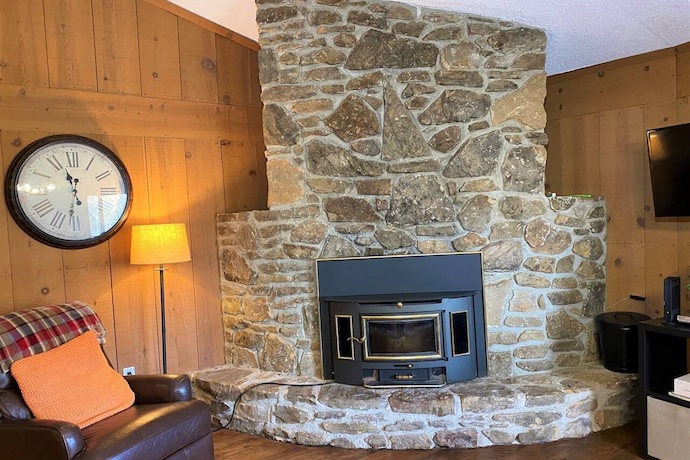 Fireplace at Roundhouse Rental Cabin in Helen GA