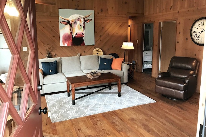 Living Room of Roundhouse Rental Cabin in Helen GA