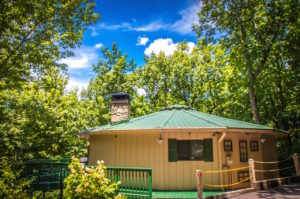 Exterior Shot of Roundhouse Rental Cabin in Helen GA