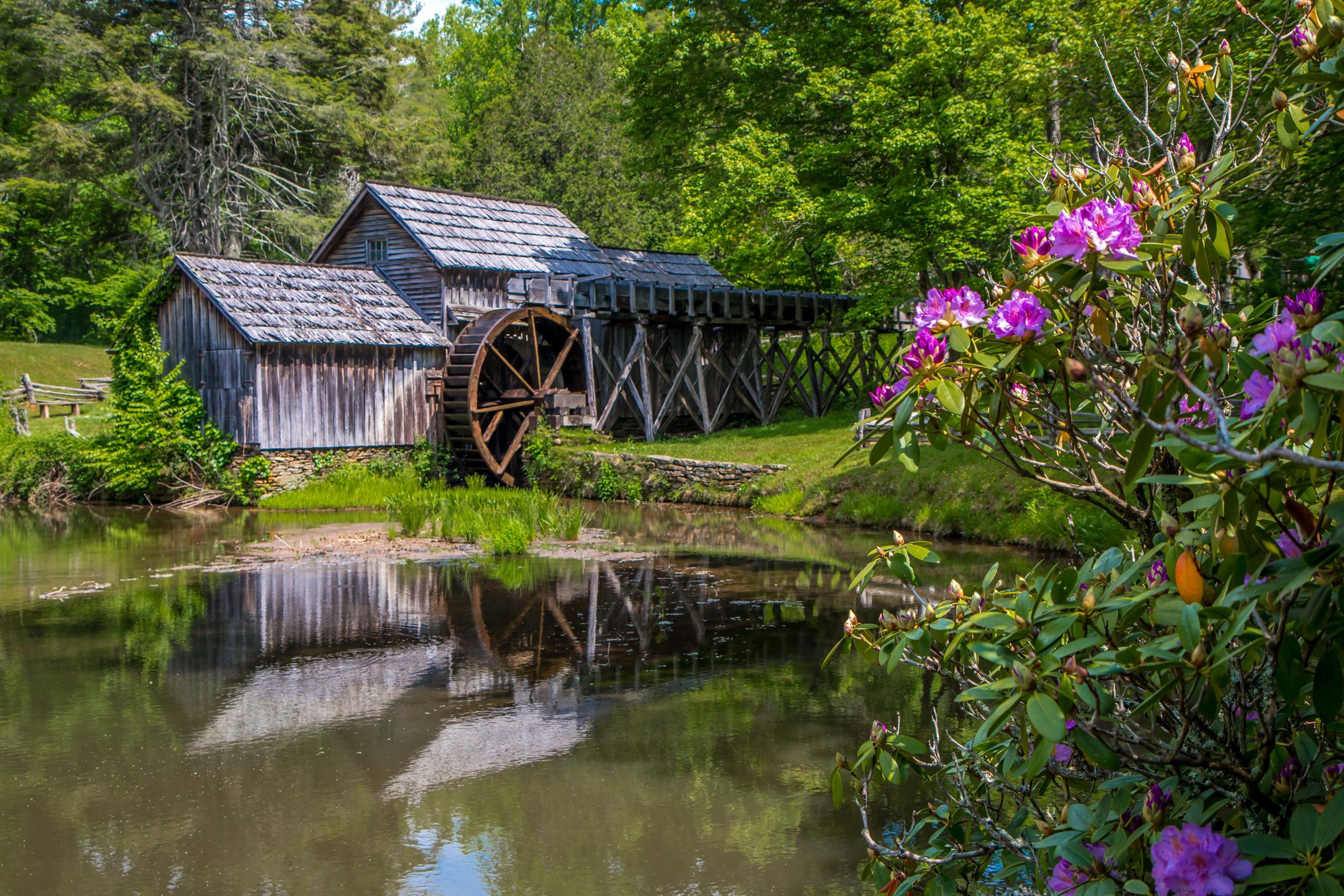 Marbry Mill in Summer on the Blue Ridge Parkway (Milepost 176.1) by Bret Love & Mary Gabbett