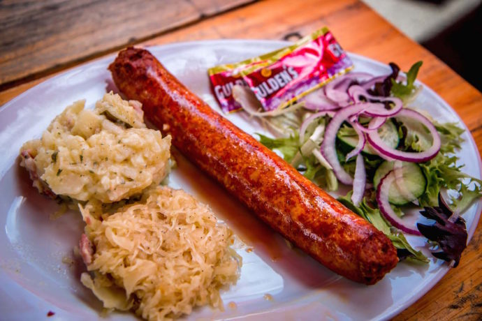 Bratwurst at Bodensee Restaurant in Helen GA