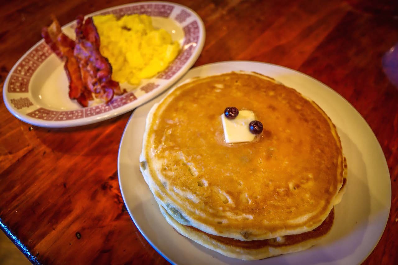 Blueberry Pancakes at Cimmi's Courtyard Cafe in Helen GA