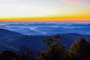 Sunrise at the Thunder Hill Overlook on the Blue Ridge Parkway near Blowing Rock NC