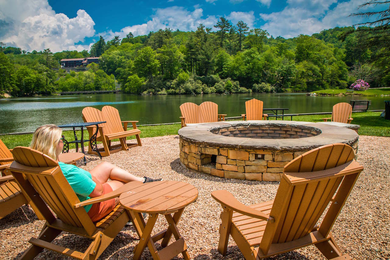 North Carolina mountain resorts -Fire Pit by the Lake at Chetola Resort in Blowing Rock NC