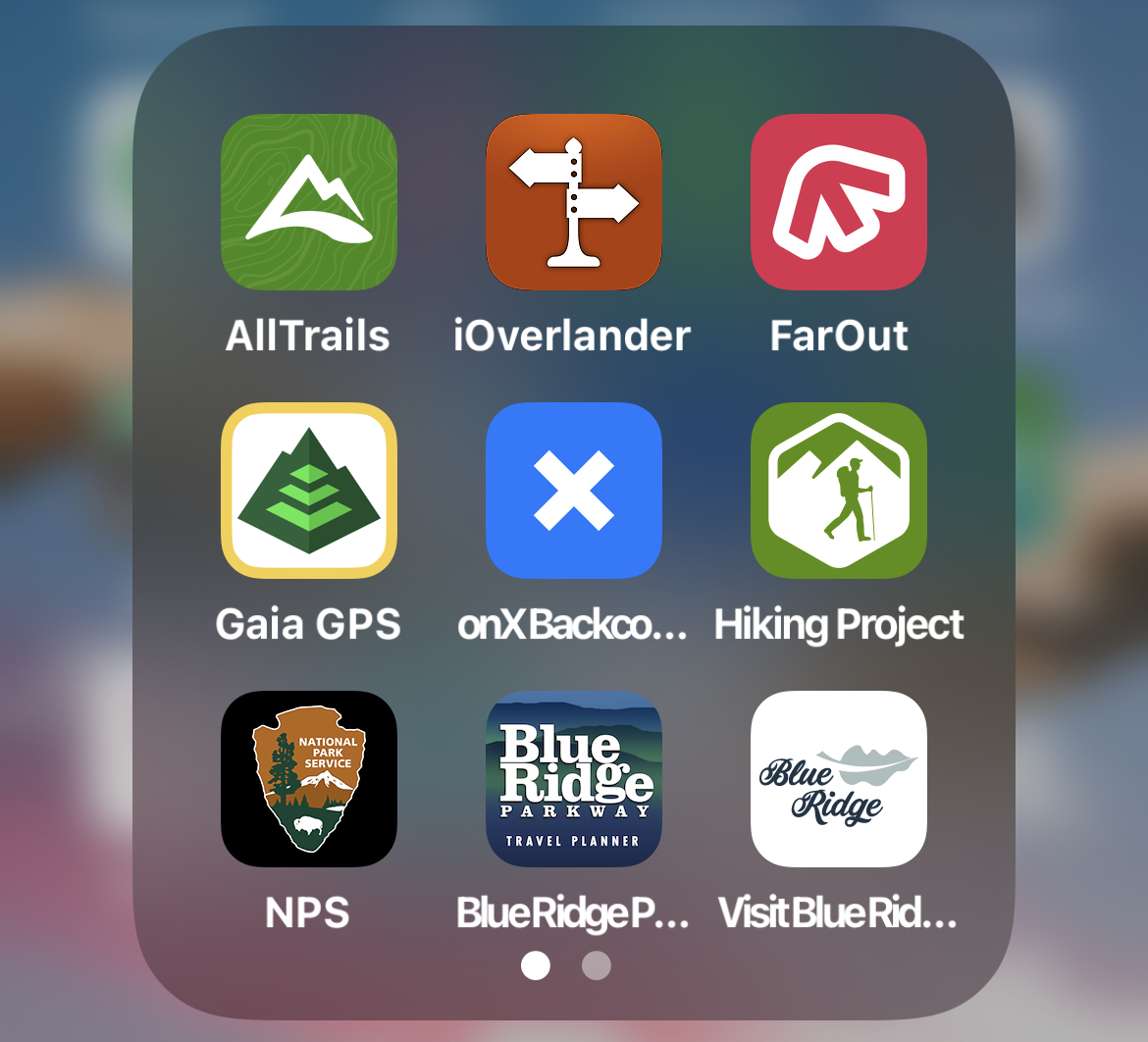 Screenshot of an iPhone app collection of best hiking apps