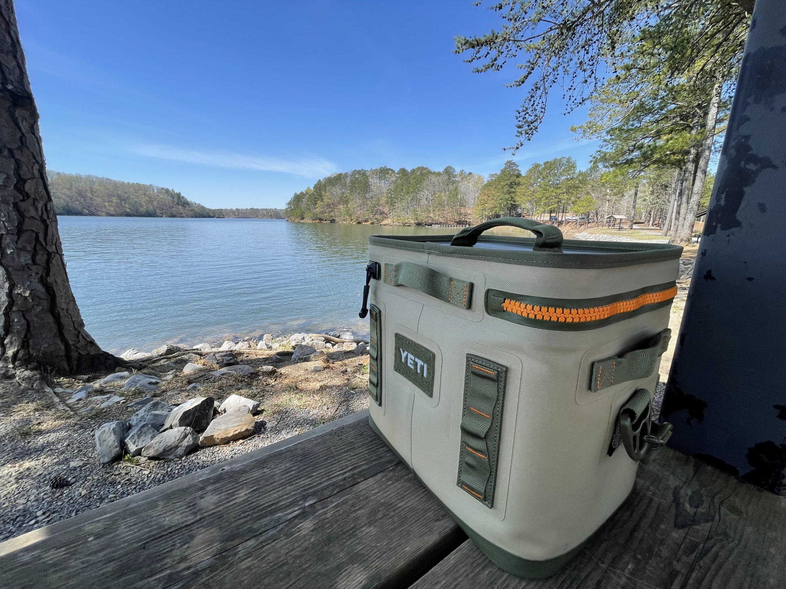 Carters Lake cooler on a picnic table at the Woodring Branch Day Use Area