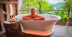 Having a Cabana Soak at Lakeview at Fontana in Bryson City NC