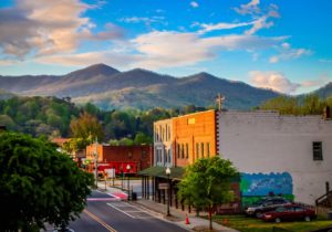 Downtown Bryson City seen from the Oconaluftee Loft Balcony
