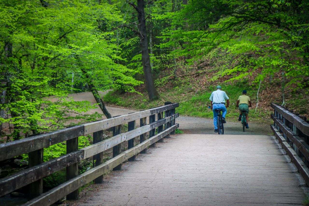 Cyclists on the Deep Creek Trail in Bryson City NC