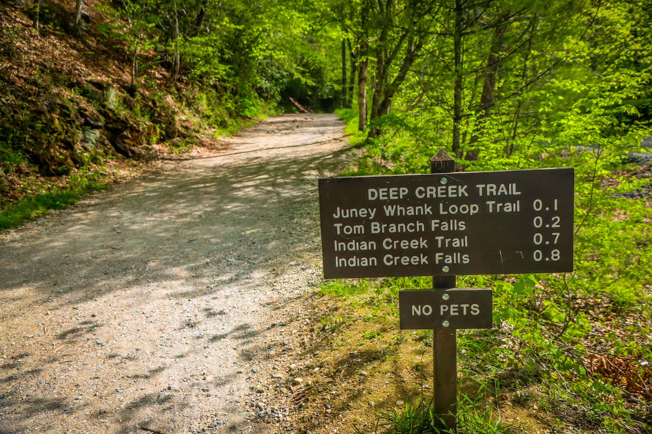 Deep Creek Trail in Bryson City NC-sign