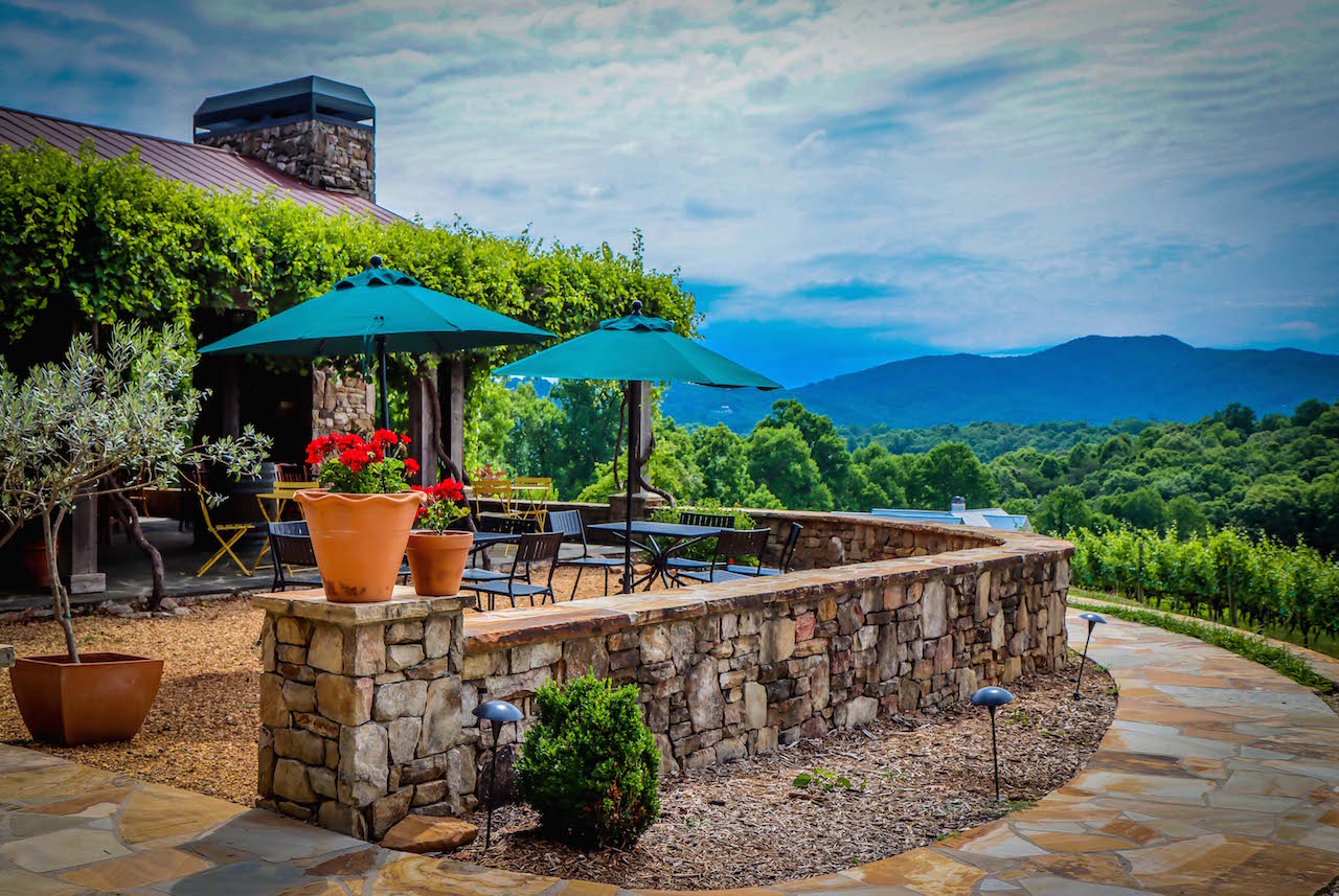 Outdoor Patio at Crane Creek Winery in Hiawassee GA