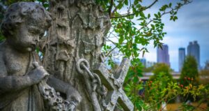 Haunted Places in GA - Cherub statue at Oakland Cemetery in Atlanta, GA