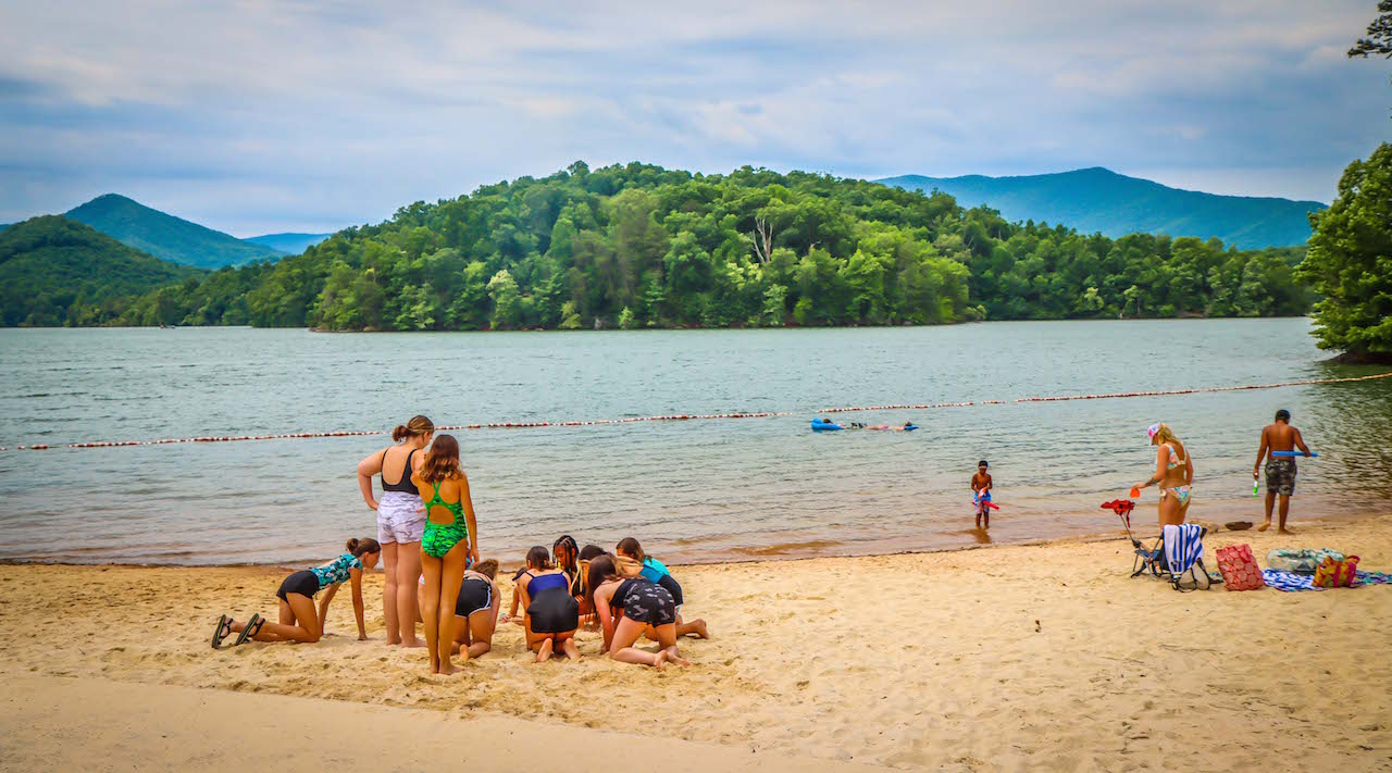 Families at Lake Chatuge Beach in Hiawassee GA