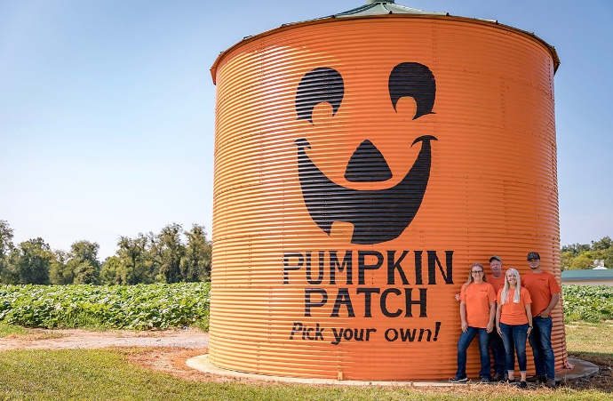 Water tower at the Nix Pick Your Own Pumpkin Patch in Hendersonville NC