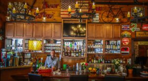 Bar at the Everett Hotel Bistro, one of the best restaurants in Bryson City NC