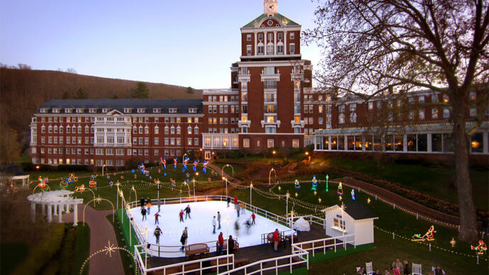 Christmas vacation, Christmas resort, ice rink