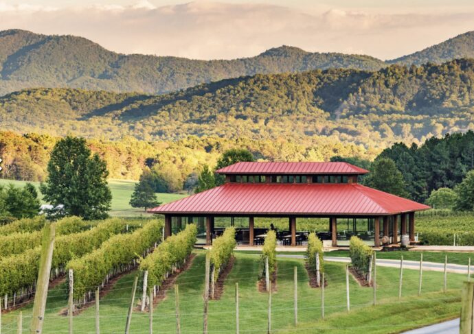 Wineries in Virginia with lodging - Afton Mountain Vineyard and pavilion in VA