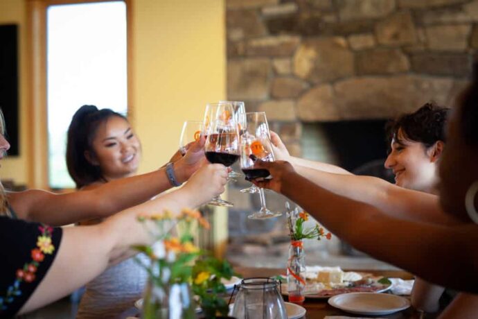 Virginia best wineries -Group of people with wine glasses