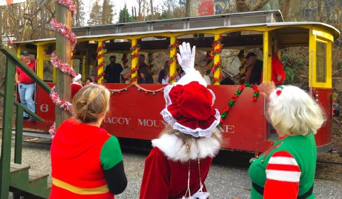 Asheville for Christmas - Ride the Jingle Bell Trolley on the Craggy Mountain Line