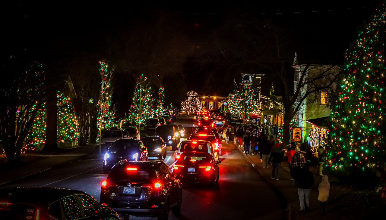 Traffic during McAdenville North Carolina Christmas Town USA Celebration