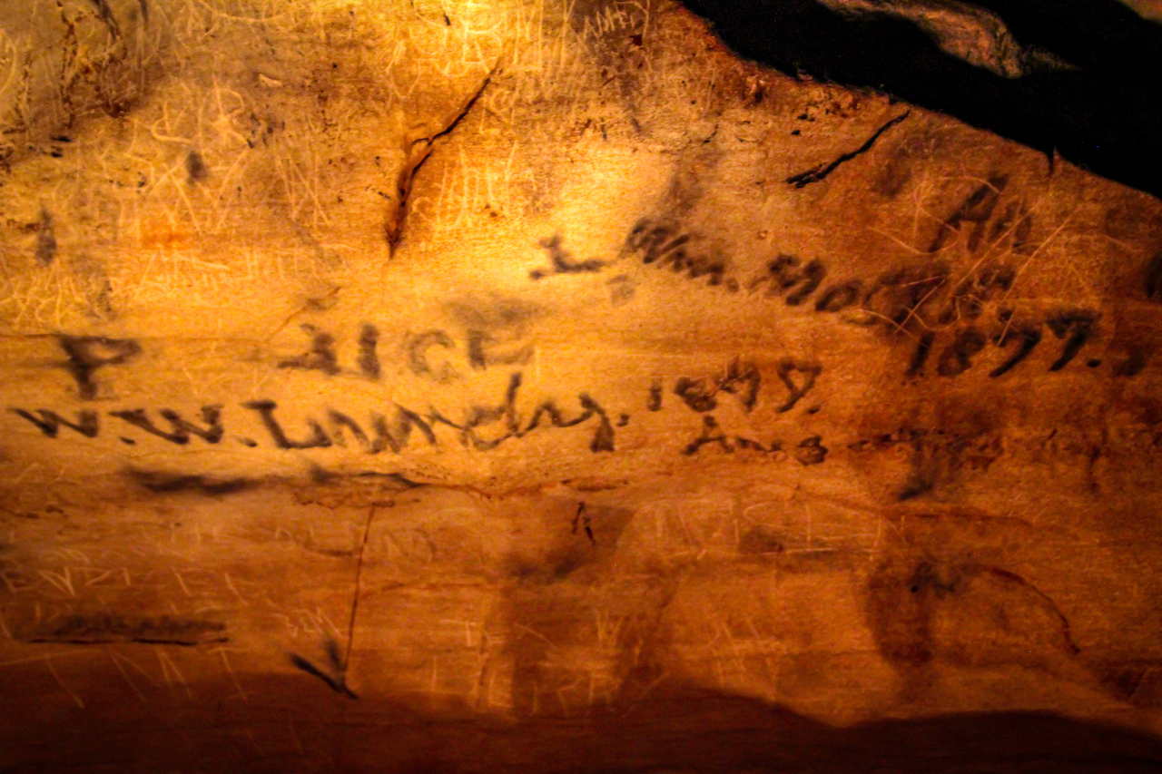 Post-Civil War Graffitti at Lost Sea Adventure Cave in Sweetwater TN