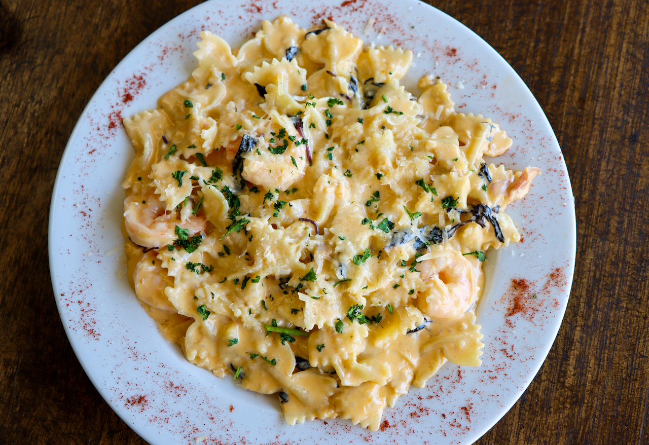Opal Basil Shrimp Pasta at Caffe Rel in Franklin NC