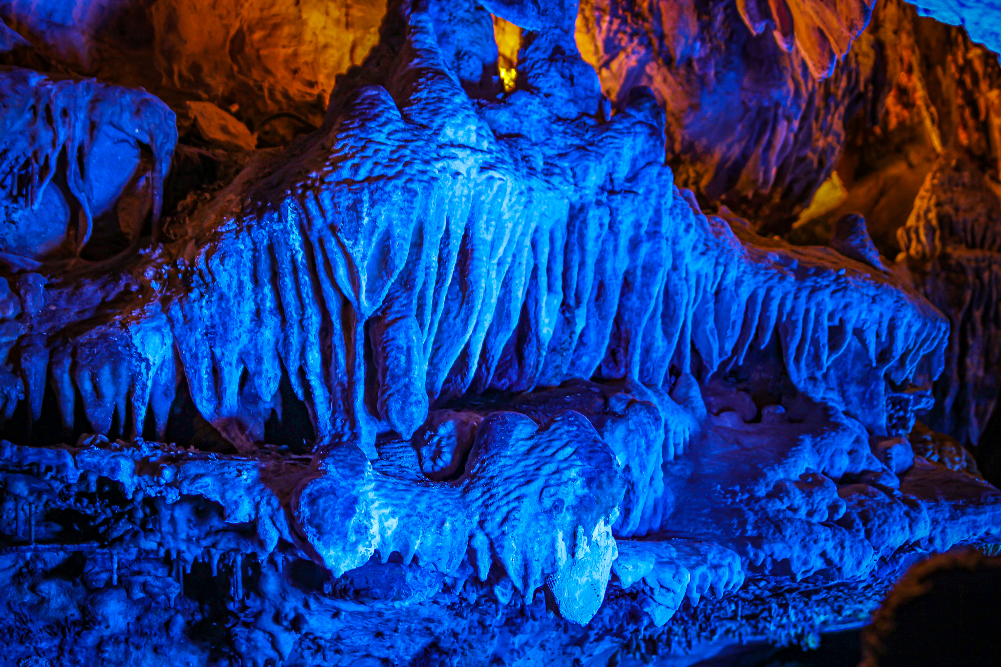 Blue rock formation seen on Ruby Falls Cave Tour in Chattanooga TN