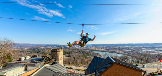 Ziplining at High Point ZIP Adventure at Ruby Falls in Lookout Mountain