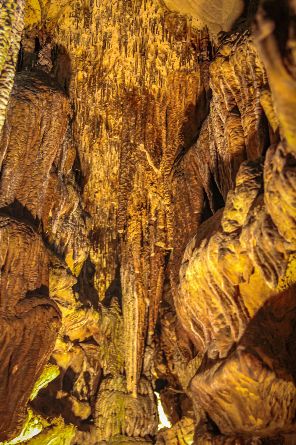 Stalactites and stalagmites at the Ruby Falls Cave in Chattanooga TN