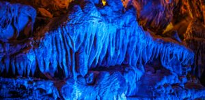 Tennessee Caves - Blue rock formation seen on Ruby Falls Cave Tour in Chattanooga TN