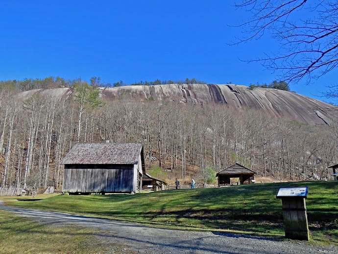 hiking in NC -Homestead Backdrop and trail at Stone Mountain State Park NC