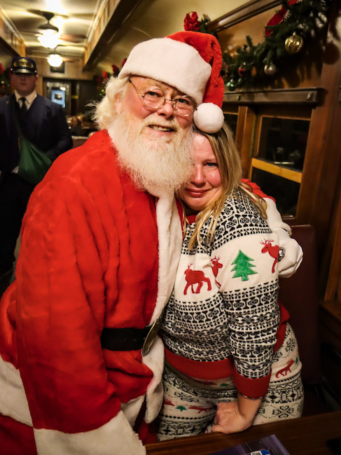 Mary with Santa on Polar Express Train Ride in Bryson City NC