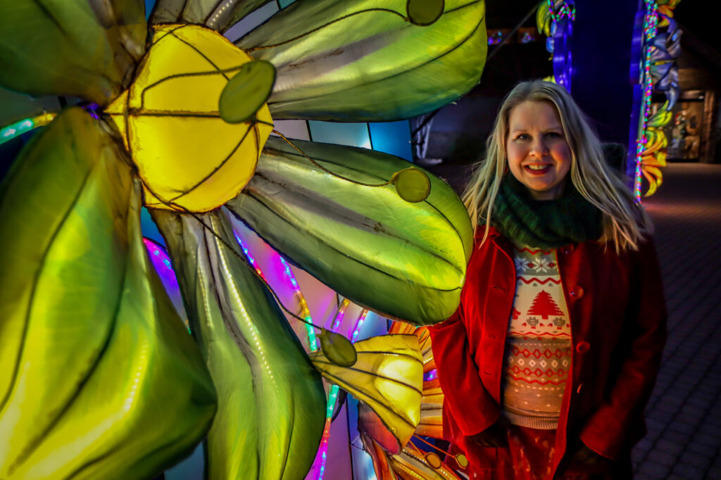 Mary Gabbett at the Asian Lantern Festival, one of the best Chattanooga Christmas Events