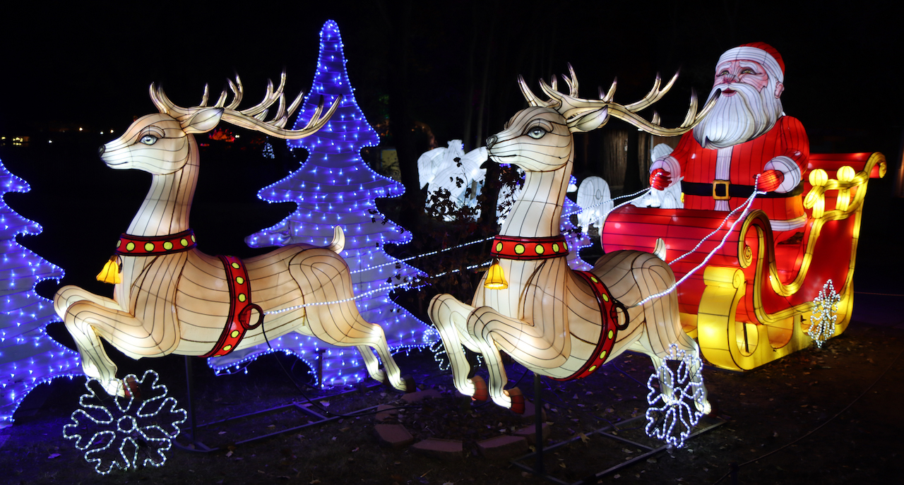 Santa Sleigh at Asian Lantern Festival during Christmas in Chattanooga TN