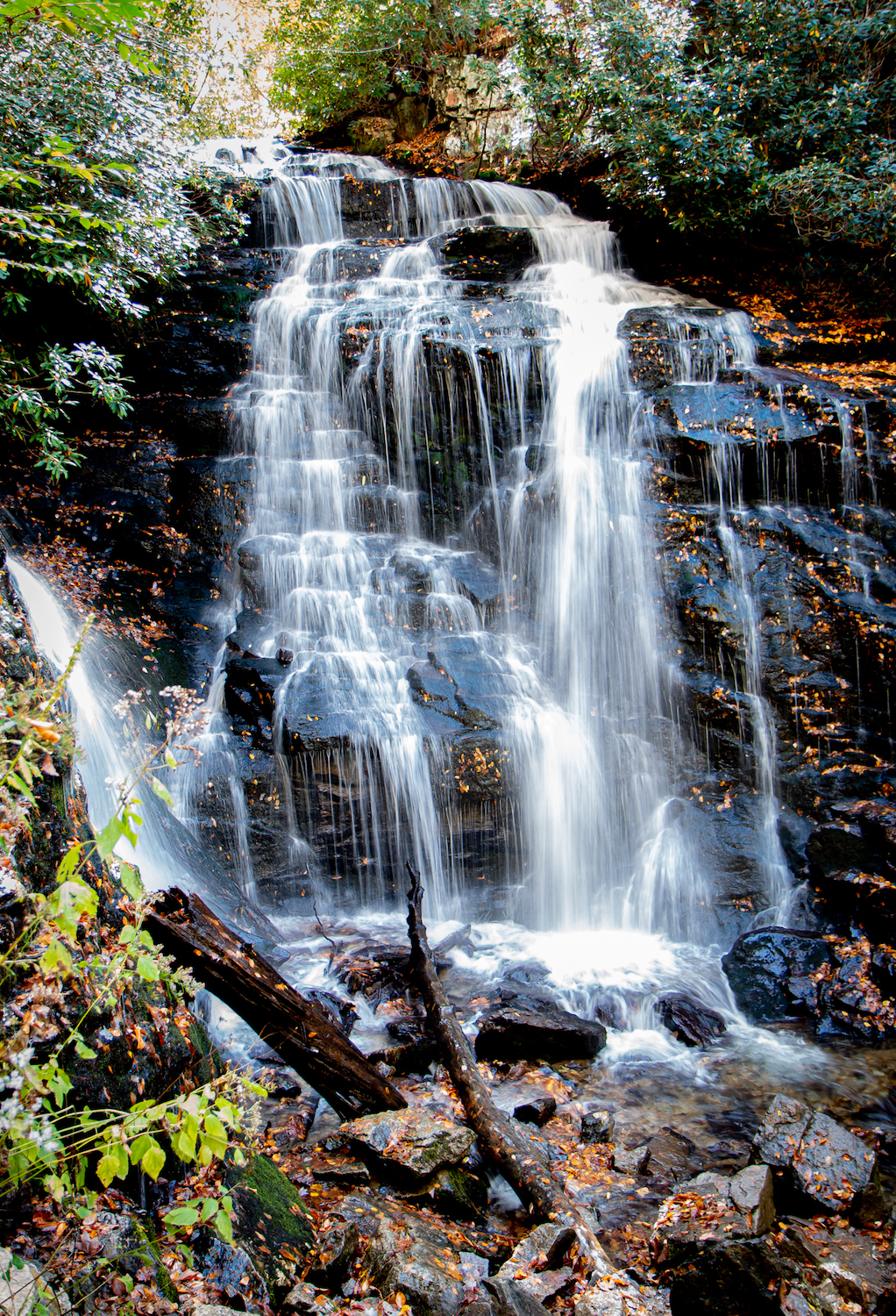 Closeup of Soco Falls in Maggie Valley NC