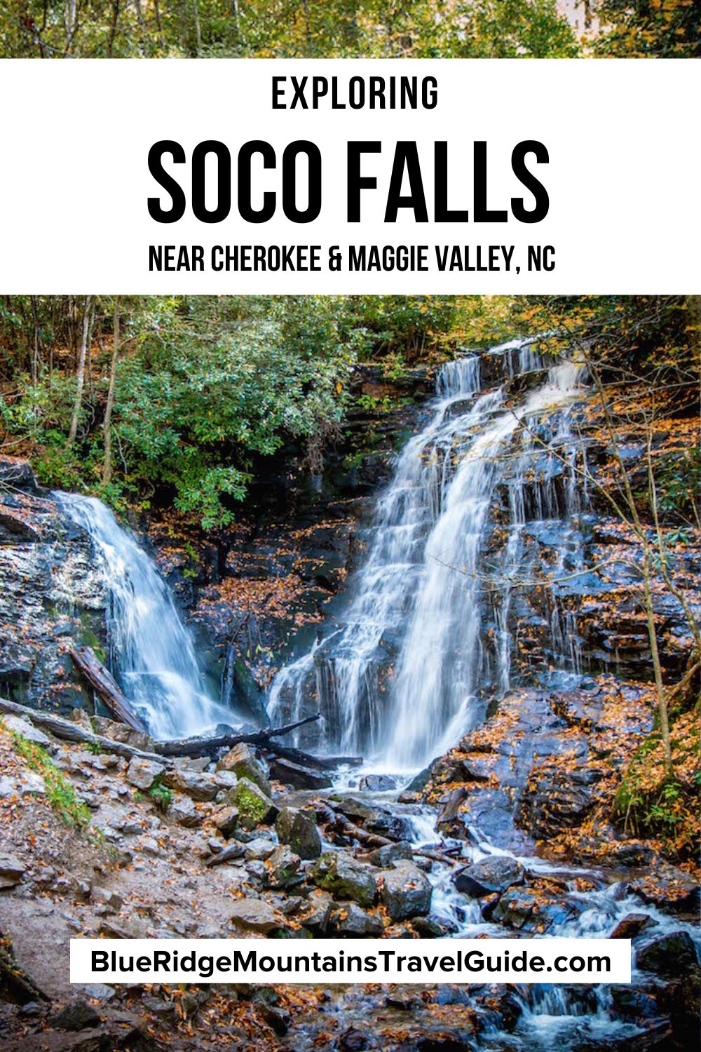 Visiting Soco Falls, North Carolina, including info on driving directions, parking, hiking the Soco Falls trail, and Soco Falls photos!