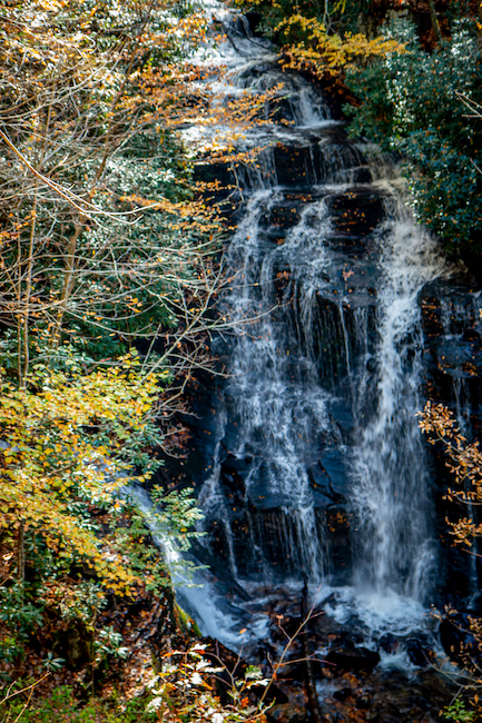View of Soco Falls from Observation Platform in Maggie Valley NC