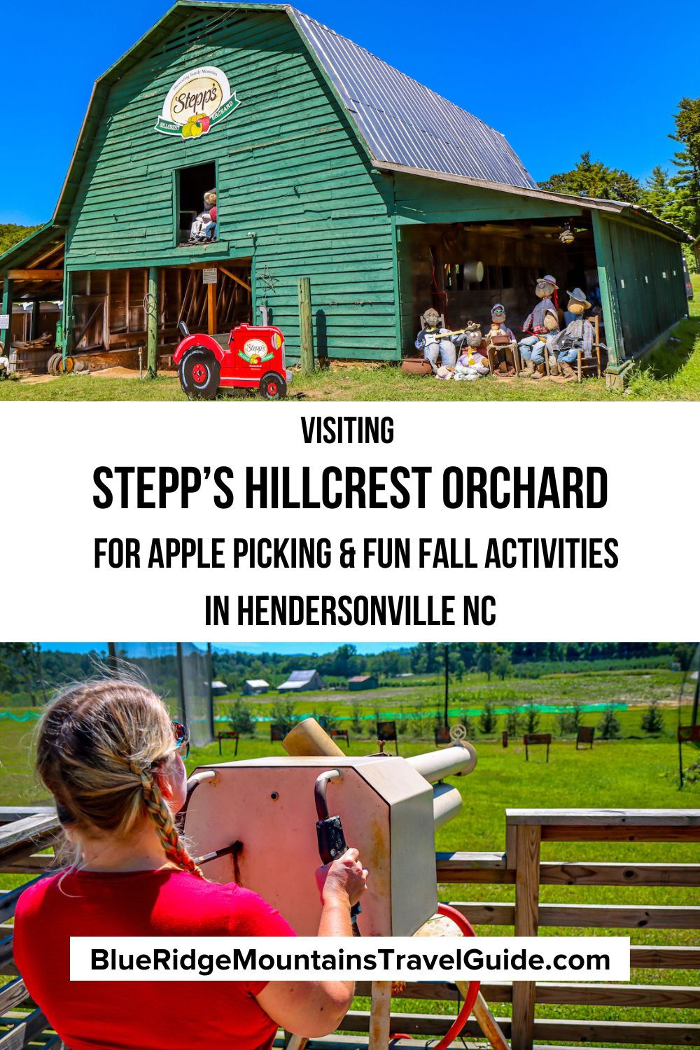 Visiting Stepp's Hillcrest Orchard in Hendersonville NC, including apple picking, pumpkins, corn mazes, wagon rides, and more!