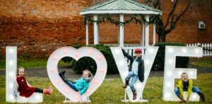 Christmas kids on LOVE Sign Galax Virginia