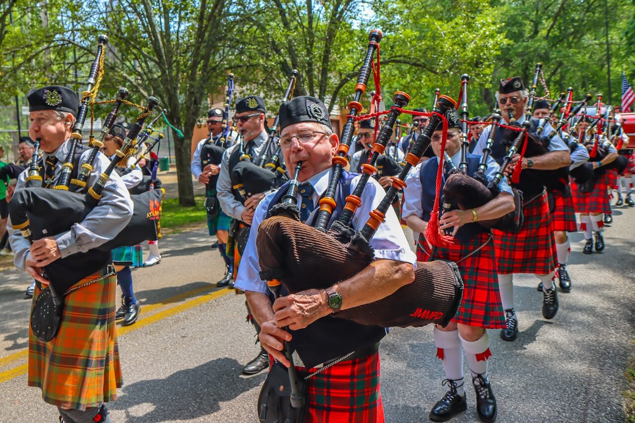 Pipe Bands Parade at Georgia Mountain Scottish Festival in Hiawassee GA