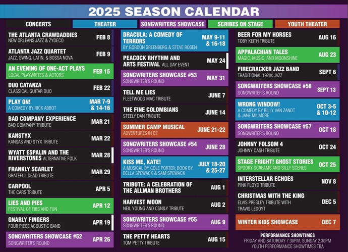 Peacock Performing Arts Center 2025 Event Calendar Hayesville NC